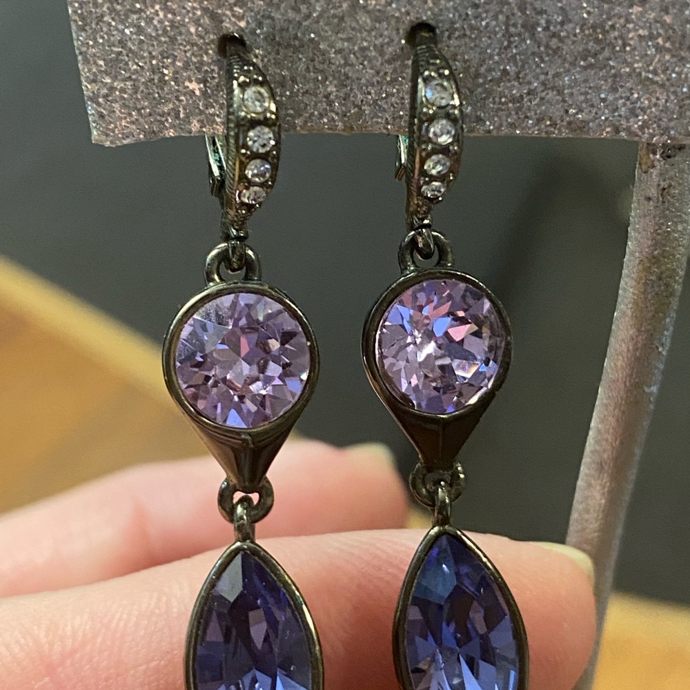 Chic Givenchy Amethyst Crystal Drop Earrings - image 1